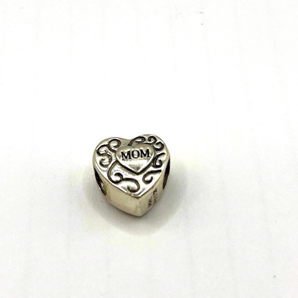 Sterling Silver  MOM charm Slide style charm European Style Charm Love Mom